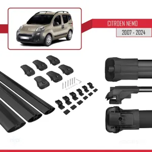 Citroen Nemo 2008 ve Sonrası ile uyumlu ACE-1 Ara Atkı Tavan Barı SİYAH 3 ADET BAR - Görsel 5