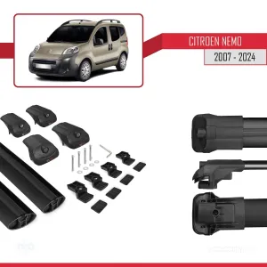 Citroen Nemo 2008 ve Sonrası ile uyumlu ACE-1 Ara Atkı Tavan Barı SİYAH - Görsel 5