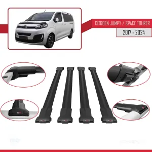 Citroen Jumpy - Space Tourer 2017 ve Sonrası ile uyumlu FLY Model Ara Atkı Tavan Barı SİYAH 4 ADET BAR thumb 5