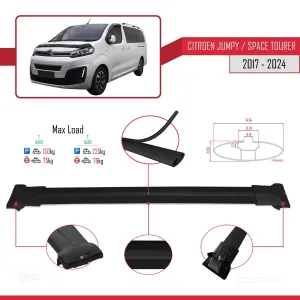 Citroen Jumpy - Space Tourer 2017 ve Sonrası ile Uyumlu FLY Model Ara Atkı Tavan Barı SİYAH - Görsel 4