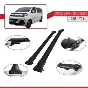 Citroen Jumpy - Space Tourer 2017 ve Sonrası ile Uyumlu FLY Model Ara Atkı Tavan Barı SİYAH - Görsel 5