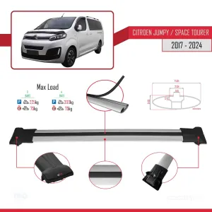 Citroen Jumpy - Space Tourer 2017 ve Sonrası ile uyumlu FLY Model Ara Atkı Tavan Barı GRİ 4 ADET BAR - Görsel 4