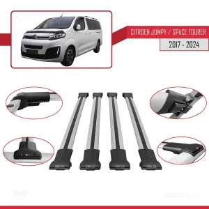 Citroen Jumpy - Space Tourer 2017 ve Sonrası ile uyumlu FLY Model Ara Atkı Tavan Barı GRİ 4 ADET BAR - Görsel 5