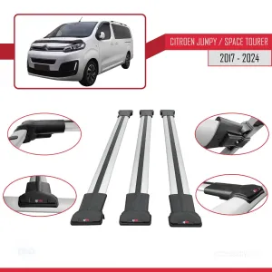 Citroen Jumpy - Space Tourer 2017 ve Sonrası ile uyumlu FLY Model Ara Atkı Tavan Barı GRİ 3 ADET BAR - Görsel 5