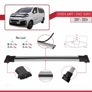 Citroen Jumpy - Space Tourer 2017 ve Sonrası ile Uyumlu FLY Model Ara Atkı Tavan Barı GRİ thumb 5