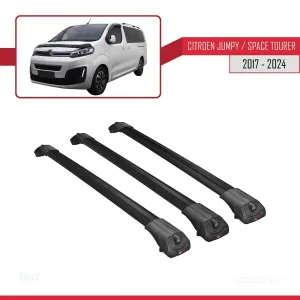 Citroen Jumpy - Space Tourer 2017 ve Sonrası ile uyumlu ACE-1 Ara Atkı Tavan Barı SİYAH 3 ADET BAR - Görsel 3