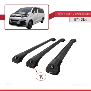 Citroen Jumpy - Space Tourer 2017 ve Sonrası ile uyumlu ACE-1 Ara Atkı Tavan Barı SİYAH 3 ADET BAR - Görsel 4