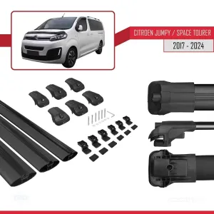 Citroen Jumpy - Space Tourer 2017 ve Sonrası ile uyumlu ACE-1 Ara Atkı Tavan Barı SİYAH 3 ADET BAR - Görsel 5