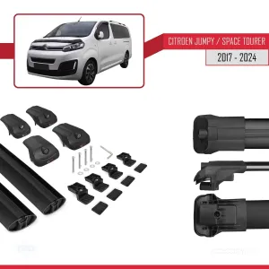 Citroen Jumpy - Space Tourer 2017 ve Sonrası ile uyumlu ACE-1 Ara Atkı Tavan Barı SİYAH - Görsel 5