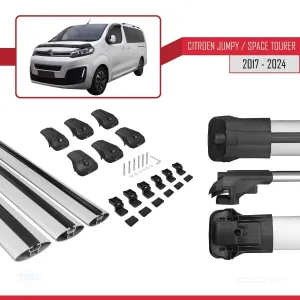 Citroen Jumpy - Space Tourer 2017 ve Sonrası ile uyumlu ACE-1 Ara Atkı Tavan Barı GRİ 3 ADET BAR - Görsel 5