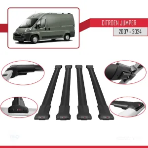 Citroen Jumper 2007 ve Sonrası ile uyumlu FLY Model Ara Atkı Tavan Barı SİYAH 4 ADET BAR thumb 5
