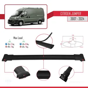 Citroen Jumper 2007 ve Sonrası ile uyumlu FLY Model Ara Atkı Tavan Barı SİYAH 3 ADET BAR thumb 4