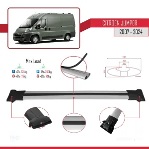 Citroen Jumper 2007 ve Sonrası ile uyumlu FLY Model Ara Atkı Tavan Barı GRİ 4 ADET BAR thumb 4