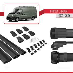 Citroen Jumper 2007 ve Sonrası ile uyumlu ACE-1 Ara Atkı Tavan Barı SİYAH 3 ADET BAR thumb 5