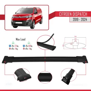 Citroen Jumpy 2019-Günümüz (K0/K0 FL) FLY Model Ara Atkı Tavan Barı SİYAH 4 ADET - Görsel 4