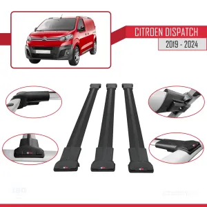Citroen Dispatch 2019 ve Sonrası ile uyumlu FLY Model Ara Atkı Tavan Barı SİYAH  3 ADET thumb 5