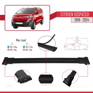 Citroen Dispatch 2019 ve Sonrası ile uyumlu FLY Model Ara Atkı Tavan Barı SİYAH thumb 5