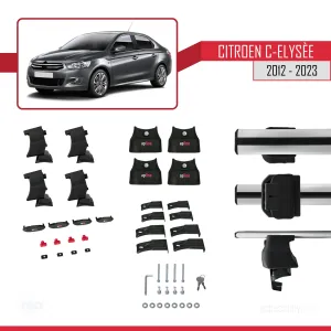 Citroen C-Elysee 2012-2023 Arası ile uyumlu ACE-4 Ara Atkı Tavan Barı GRİ - Görsel 4