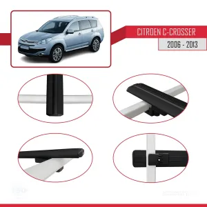 Citroen C-Crosser 2006-2013 Arası ile uyumlu Basic Model Ara Atkı Tavan Barı SİYAH 3 ADET thumb 4