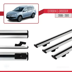 Citroen C-Crosser 2007-2012 Arası ile uyumlu Basic Model Ara Atkı Tavan Barı GRİ 3 ADET - Görsel 3