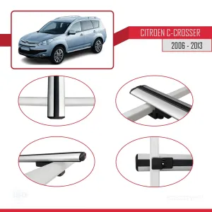 Citroen C-Crosser 2007-2012 Arası ile uyumlu Basic Model Ara Atkı Tavan Barı GRİ 3 ADET - Görsel 4