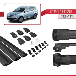 Citroen C-Crosser 2006-2013 Arası ile uyumlu ACE-1 Ara Atkı Tavan Barı SİYAH 3 ADET BAR thumb 5