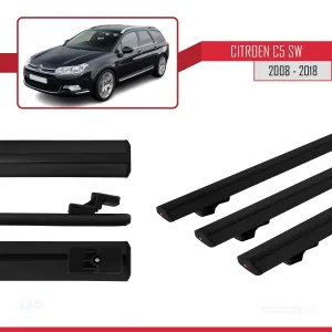 Citroen C5 SW 2008-2018 Arası ile uyumlu Basic Model Ara Atkı Tavan Barı SİYAH 3 ADET - Görsel 3