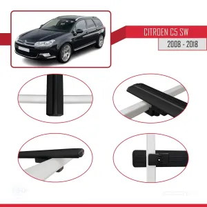 Citroen C5 SW 2008-2018 Arası ile uyumlu Basic Model Ara Atkı Tavan Barı SİYAH 3 ADET - Görsel 4