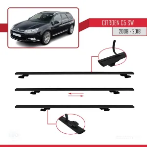 Citroen C5 SW 2008-2018 Arası ile uyumlu Basic Model Ara Atkı Tavan Barı SİYAH 3 ADET - Görsel 5