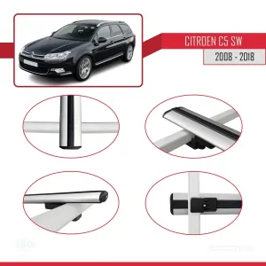Citroen C5 SW 2008-2018 Arası ile uyumlu Basic Model Ara Atkı Tavan Barı GRİ 3 ADET - Görsel 4