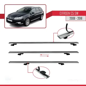 Citroen C5 SW 2008-2018 Arası ile uyumlu Basic Model Ara Atkı Tavan Barı GRİ 3 ADET - Görsel 5