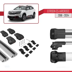 Citroen C5 Aircross 2018 ve Sonrası ile uyumlu ACE-1 Ara Atkı Tavan Barı GRİ thumb 5