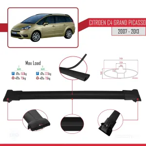 Citroen C4 Grand Picasso 2007-2013 Arası ile uyumlu FLY Model Ara Atkı Tavan Barı SİYAH - Görsel 4