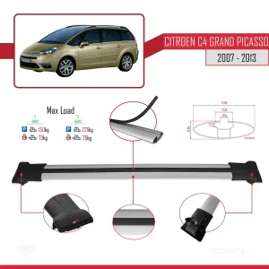 Citroen C4 Grand Picasso 2007-2013 Arası ile uyumlu FLY Model Ara Atkı Tavan Barı GRİ thumb 4