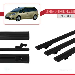 Citroen C4 Grand Picasso 2007-2013 Arası ile uyumlu Basic Model Ara Atkı Tavan Barı SİYAH 3 ADET thumb 3