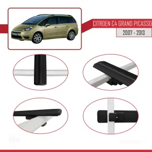 Citroen C4 Grand Picasso 2007-2013 Arası ile uyumlu Basic Model Ara Atkı Tavan Barı SİYAH 3 ADET thumb 4