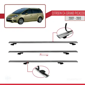Citroen C4 Grand Picasso 2007-2013 Arası ile uyumlu Basic Model Ara Atkı Tavan Barı GRİ 3 ADET thumb 5