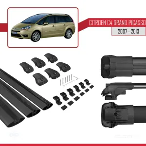 Citroen C4 Grand Picasso 2007-2013 Arası ile uyumlu ACE-1 Ara Atkı Tavan Barı SİYAH 3 ADET BAR thumb 5
