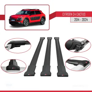 Citroen C4 Cactus 2014 ve Sonrası ile Uyumlu FLY Model Ara Atkı Tavan Barı SİYAH 3 ADET BAR - Görsel 5
