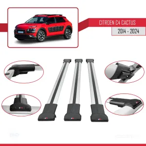 Citroen C4 Cactus 2014 ve Sonrası ile Uyumlu FLY Model Ara Atkı Tavan Barı GRİ 3 ADET BAR thumb 5