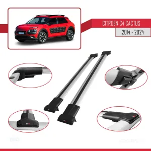 Citroen C4 Cactus 2014 ve Sonrası ile Uyumlu FLY Model Ara Atkı Tavan Barı GRİ - Görsel 4