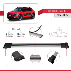 Citroen C4 Cactus 2014 ve Sonrası ile Uyumlu FLY Model Ara Atkı Tavan Barı GRİ - Görsel 5