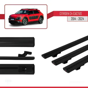 Citroen C4 Cactus 2014 ve Sonrası ile uyumlu Basic Model Ara Atkı Tavan Barı SİYAH 3 ADET - Görsel 5