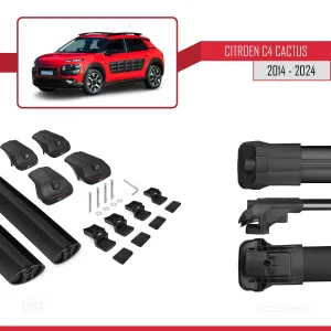 Citroen C4 Cactus 2014 ve Sonrası ile uyumlu ACE-1 Ara Atkı Tavan Barı SİYAH - Görsel 5