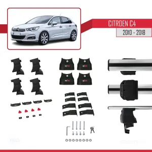 Citroen C4 2010-2018 Arası ile uyumlu ACE-4 Ara Atkı Tavan Barı GRİ - Görsel 4