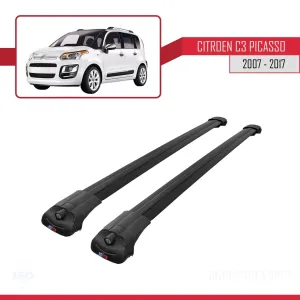 Citroen C3 Picasso 2007-2017 Arası ile uyumlu ACE-1 Ara Atkı Tavan Barı SİYAH - Görsel 3