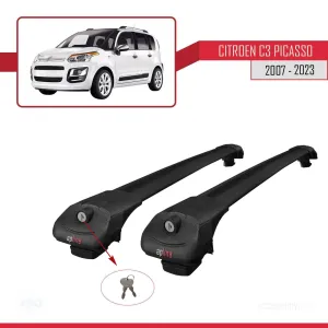 Citroen C3 Picasso 2007-2017 Arası ile uyumlu ACE-1 Ara Atkı Tavan Barı SİYAH - Görsel 4