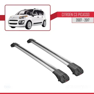 Citroen C3 Picasso 2007-2017 Arası ile uyumlu ACE-1 Ara Atkı Tavan Barı GRİ - Görsel 3