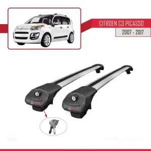 Citroen C3 Picasso 2007-2017 Arası ile uyumlu ACE-1 Ara Atkı Tavan Barı GRİ - Görsel 4