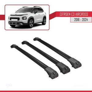 Citroen C3 Aircross 2018 ve Sonrası ile uyumlu ACE-1 Ara Atkı Tavan Barı SİYAH 3 ADET BAR thumb 3
